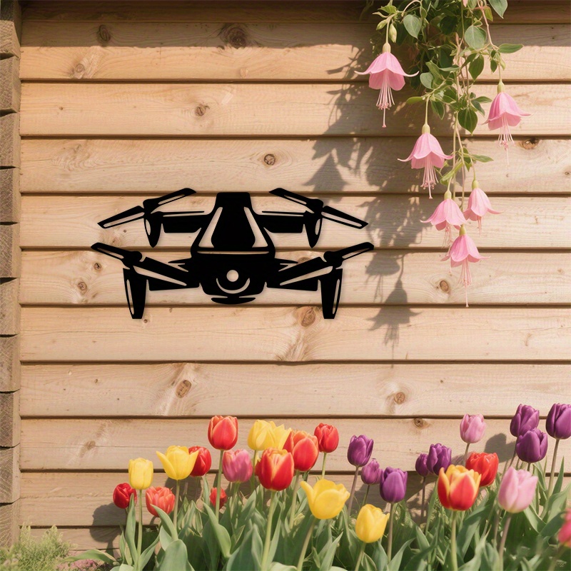 Office Tech Decor - Drone Silhouette Metal Wall Art Modern