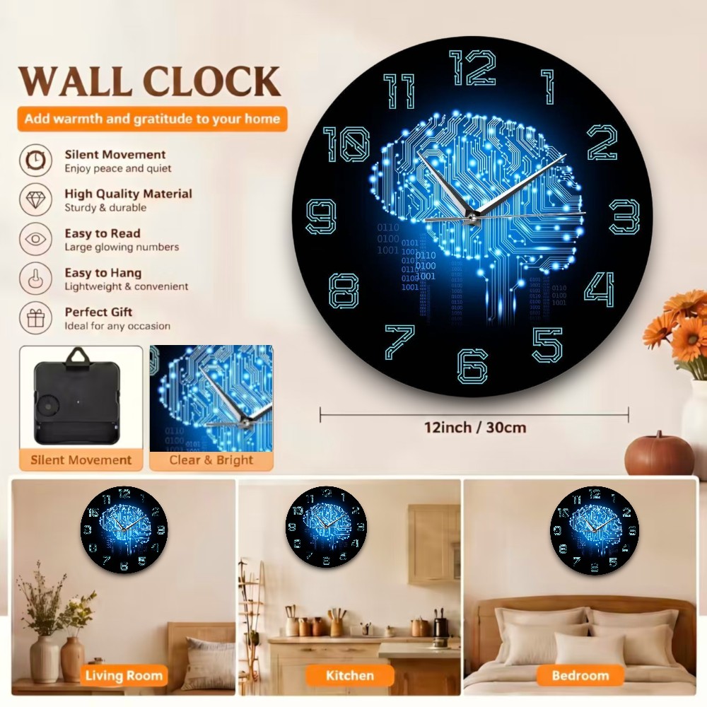 Tech Brain Wall Clock Binary C - đánh giá và giá The Office It Tech