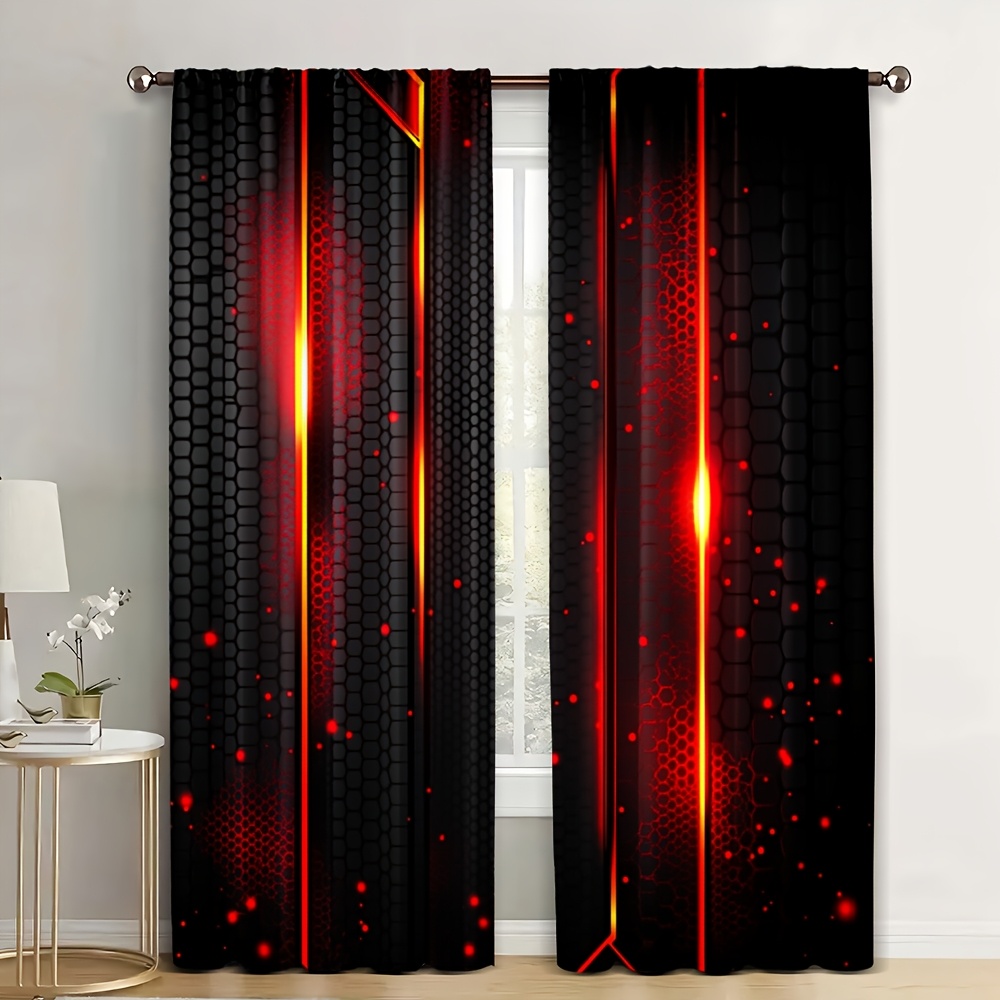 2pcs Lava Curtains Black Red C - đánh giá và giá Office Tech Decor