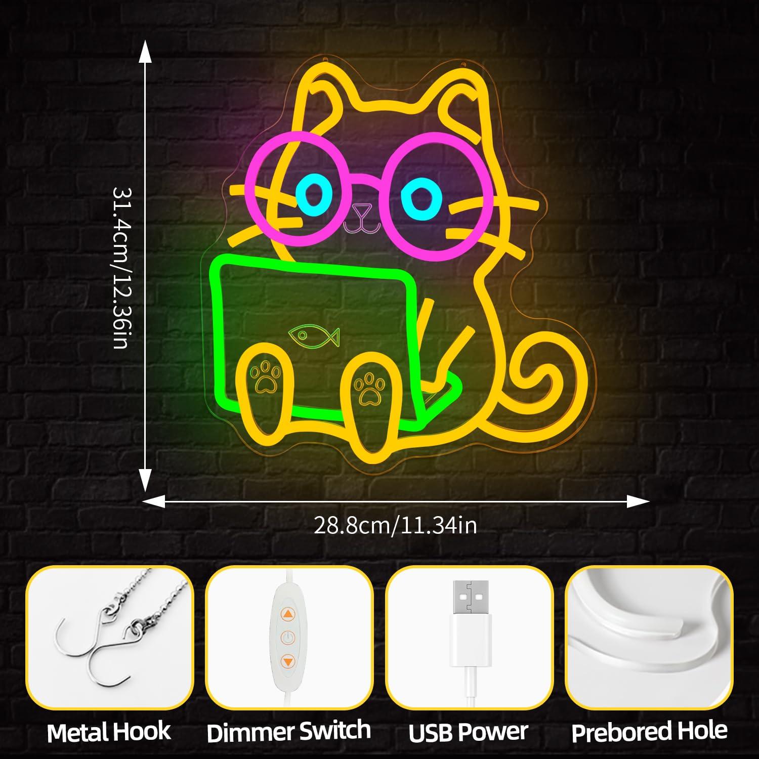 Cat Laptop Neon Sign USB Dimma - đánh giá và giá The Office It Tech